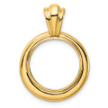 Wideband Distinguished Gold Coin Bezel Pendant Mounting - 16.5mm - 34.2mm Coin Size - 14K Yellow Gold - Polished Concentric Circle - Prong Set with Bail
