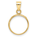 Wideband Distinguished Gold Coin Bezel Pendant Mounting - 13mm - 39.5mm Coin Size - 14K Yellow Gold - Polished Prong Set with Bail