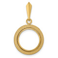 Wideband Distinguished Gold Coin Bezel Pendant Mounting - 13mm -39.5mm Coin Size - 14K Yellow Gold - Polished and Textured - Prong Set with Bail