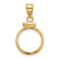 Wideband Distinguished Gold Coin Bezel Pendant Mounting - 13mm - 39.5mm Coin Size - 14K Yellow Gold - Polished Diamond Cut Screw Top with Bail