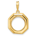 Wideband Distinguished Gold Coin Bezel Pendant Mounting - 13mm - 37mm Coin Size in mm - 14K Yellow Gold - Polished Octagonal - Prong Set with Bail