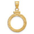 Wideband Distinguished Gold Coin Bezel Pendant Mounting - 13mm - 39.5mm Coin Size in mm - 10K Yellow Gold - Polished Foxtail Chain - Screw Top with Bail
