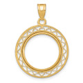 Wideband Distinguished Gold Coin Bezel Pendant Mounting - 16.5mm - 32.7mm Coin Size in mm - 14K Yellow Gold - Polished Fancy Wire - Prong Coin Set with Bail