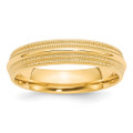 10K Yellow Gold 5mm Width - 4mm - 14mm Size - Double Milgrain Comfort Fit Wedding Band Size