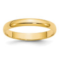 10K Yellow Gold 3mm Width - 4mm - 14mm Size - Lightweight Half Round Wedding Band