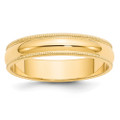 10K Yellow Gold 5mm Width - 4mm - 14mm Size - Milgrain Half Round Wedding Band