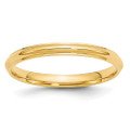 14K Yellow Gold 2.5mm Width - 4mm - 14mm Size - Half Round with Edge Wedding Band