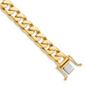 14K Yellow Gold 12mm Width - 8 inch - 24 inch Length - Hand Polished Flat Beveled Curb Link with Box Catch Clasp Chain