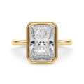 Roy Rose Jewelry 18K Yellow Gold 2 Carat Radiant Diamond Solitaire Bezel Set Engagement Ring - Modern Minimalist Bridal Setting - Secure Bezel Design With Ring Size 4 - 10