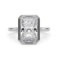Roy Rose Jewelry 18K White Gold 3 Carat Radiant-cut Diamond Solitaire Bezel Set Engagement Ring - Modern Minimalist Bridal Setting - Secure Bezel Design With Ring Size 4 - 10
