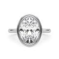 Roy Rose Jewelry 18K White Gold 2 Carat Oval Diamond Solitaire Bezel Set Engagement Ring - Modern Minimalist Bridal Setting - Secure Bezel Design With Ring Size 4 - 10
