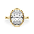 Roy Rose Jewelry 18K Yellow Gold 3 Carat Oval Diamond Solitaire Bezel Set Engagement Ring - Modern Minimalist Bridal Setting - Secure Bezel Design With Ring Size 4 - 10