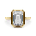 Roy Rose Jewelry 14K Yellow Gold 2 Carat Emerald Diamond Solitaire Bezel Set Engagement Ring - Modern Minimalist Bridal Setting - Secure Bezel Design With Ring Size 4 - 10