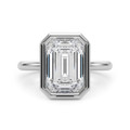 Roy Rose Jewelry 14K White Gold 3 Carat Emerald Diamond Solitaire Bezel Set Engagement Ring - Modern Minimalist Bridal Setting - Secure Bezel Design With Ring Size 4 - 10