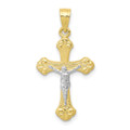10K Yellow Gold & Rhodium Crucifix Pendant - (A81-713)