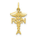 10K Yellow Gold Solid Registered Nurse Charm - (A81-765)