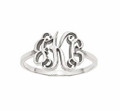 10K White Gold Script Monogram Ring - Custom Made with Three Initials - Size 5 - (C34-908)