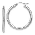 Leslies 14K White Gold Polished Hoop Earrings 30mm length - (B36-196)