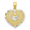 10K Yellow Gold & Rhodium Heart Charm - (A82-309)