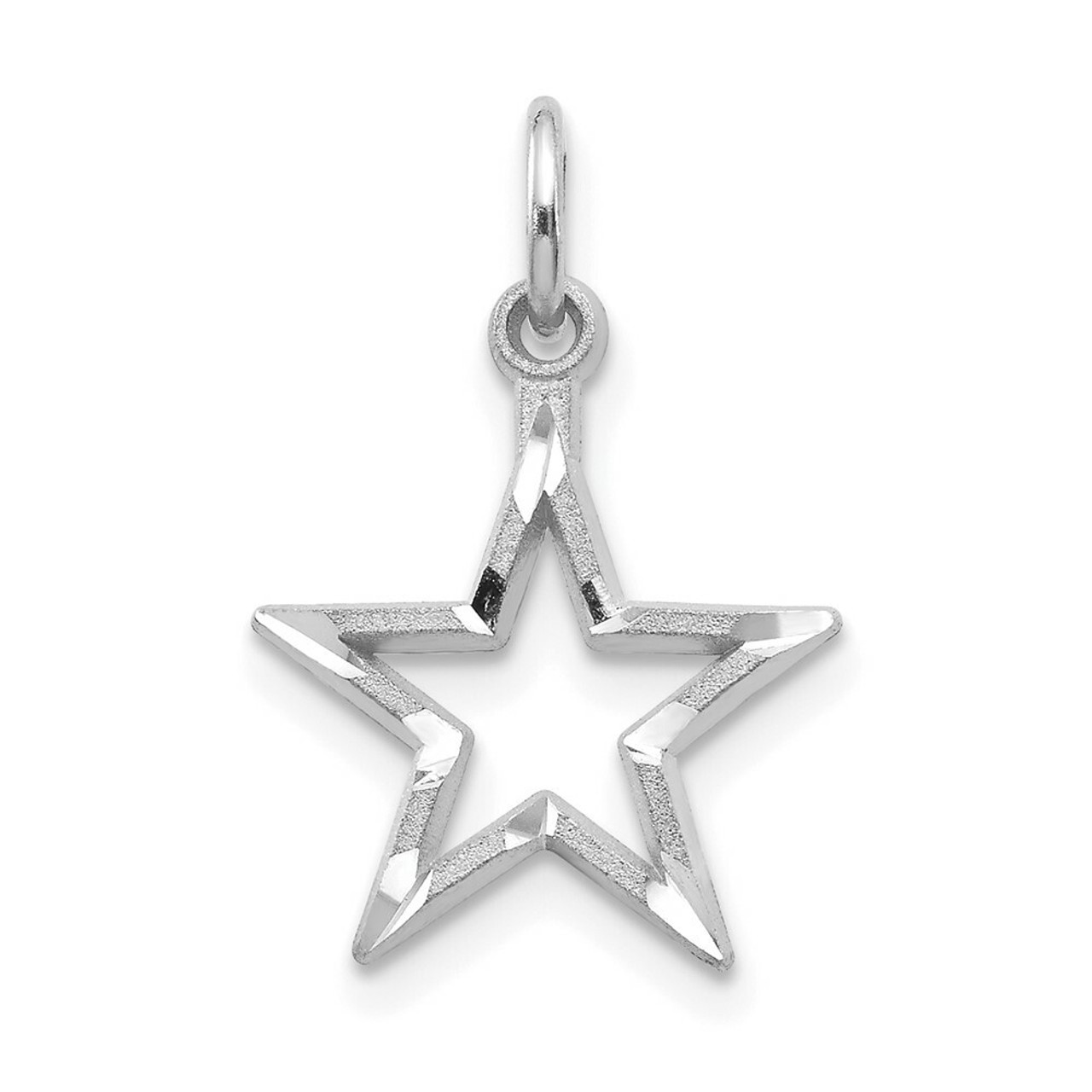 10K White Gold Diamond-cut Star Charm - (A82-417)