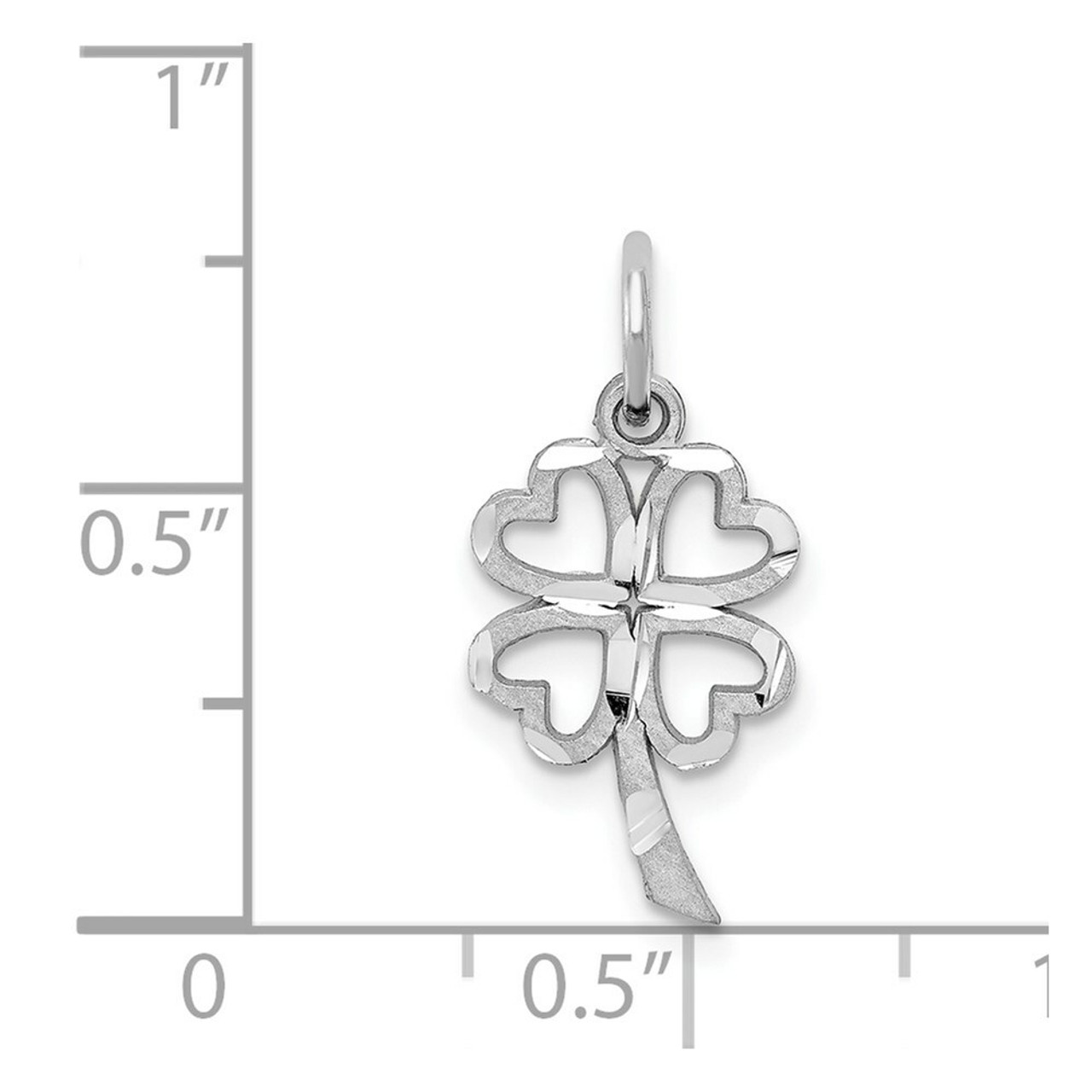 10K White Gold Solid Open 4-Leaf Clover Charm - (A82-418)