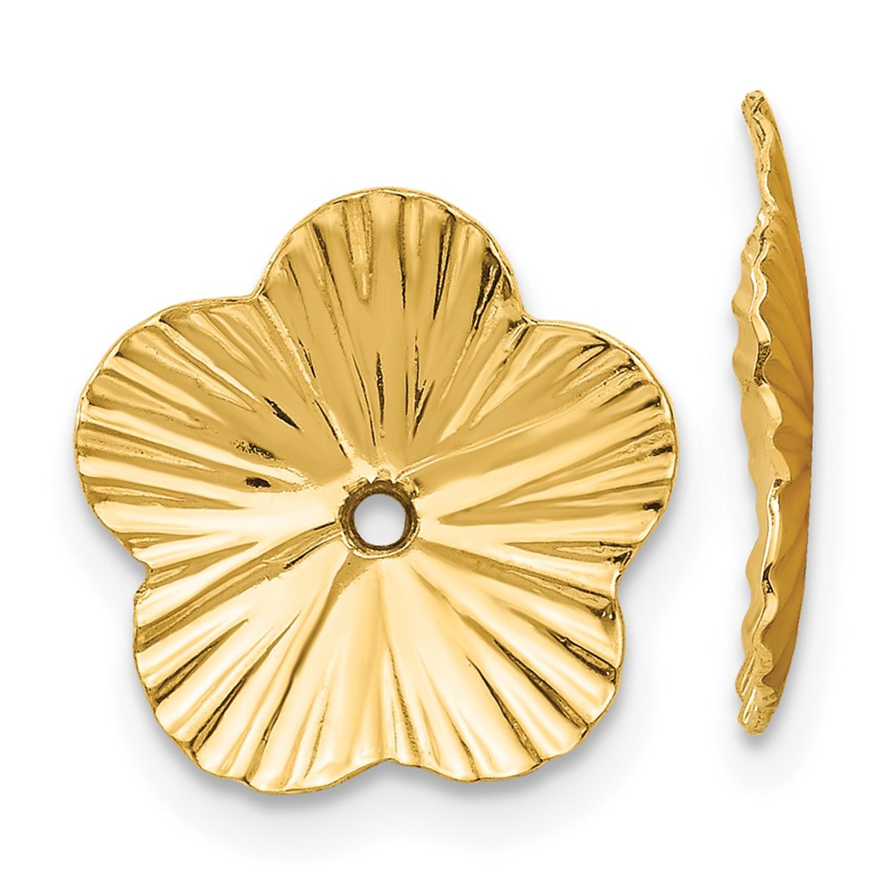 14K Yellow Gold Polished Fancy Earrings Jackets 7mm length - (B36-513)