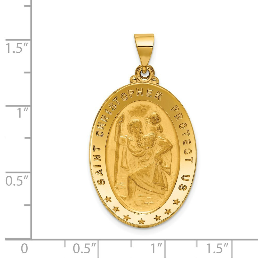 18K Yellow Gold Saint Christopher Medal Pendant - (A82-430) - Roy