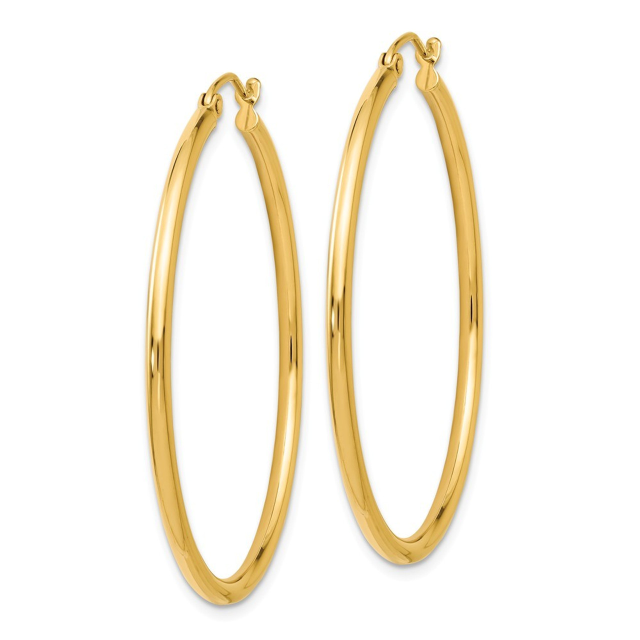 Leslies 14K Yellow Gold Polished Hoop Earrings 40mm length - (B36-556)