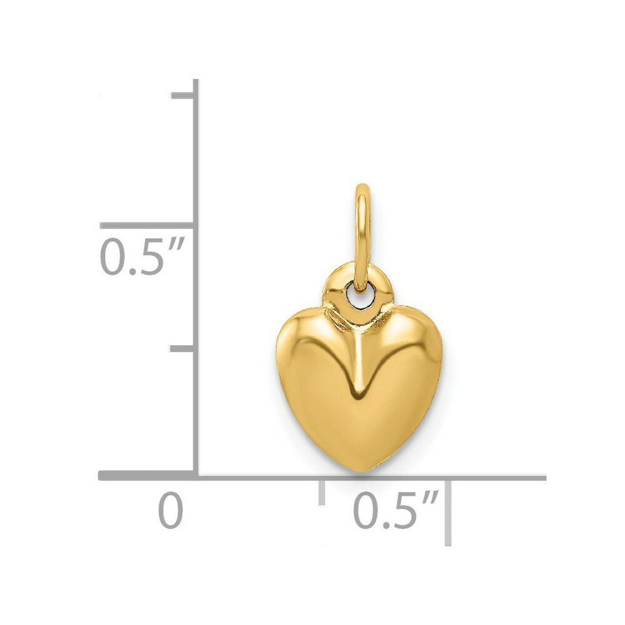 14K Yellow Gold Puffed Heart Charm 14mm length - (A83-365)