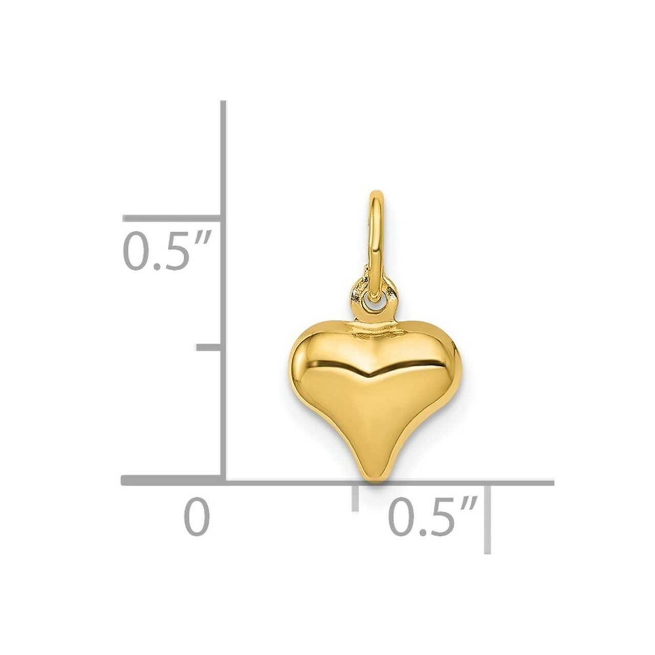 14K Yellow Gold Mini Puffed Heart Charm - (A83-384)
