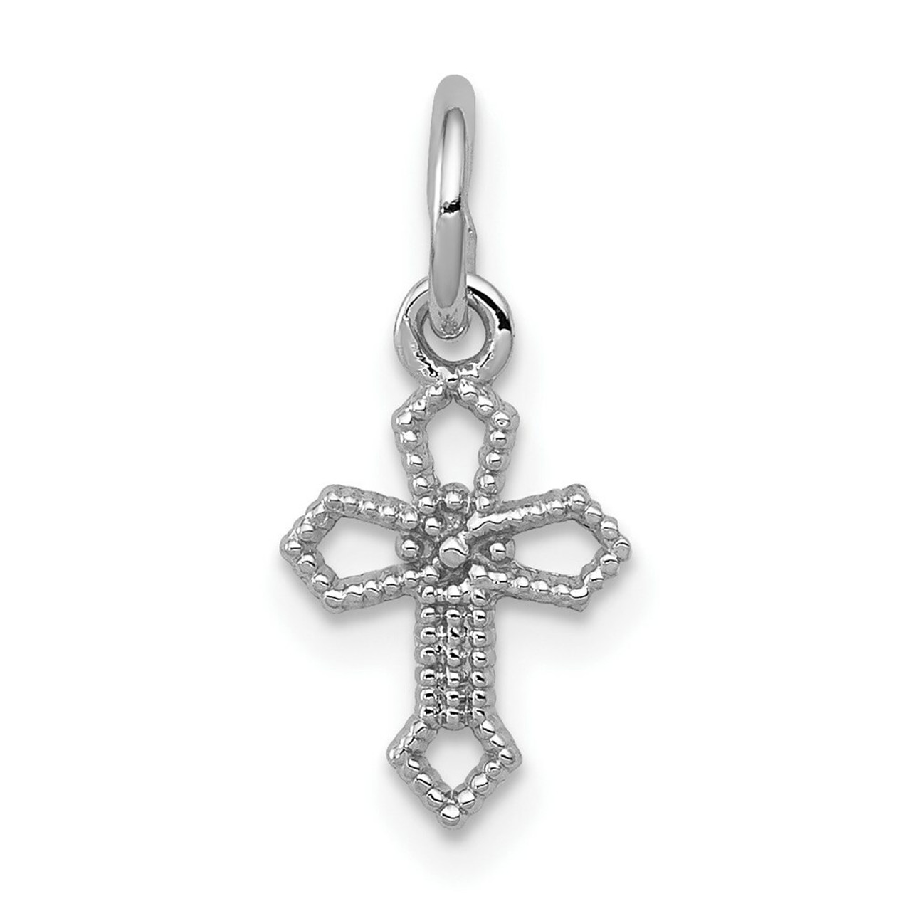 14K White Gold Passion Cross Charm - (A83-963)