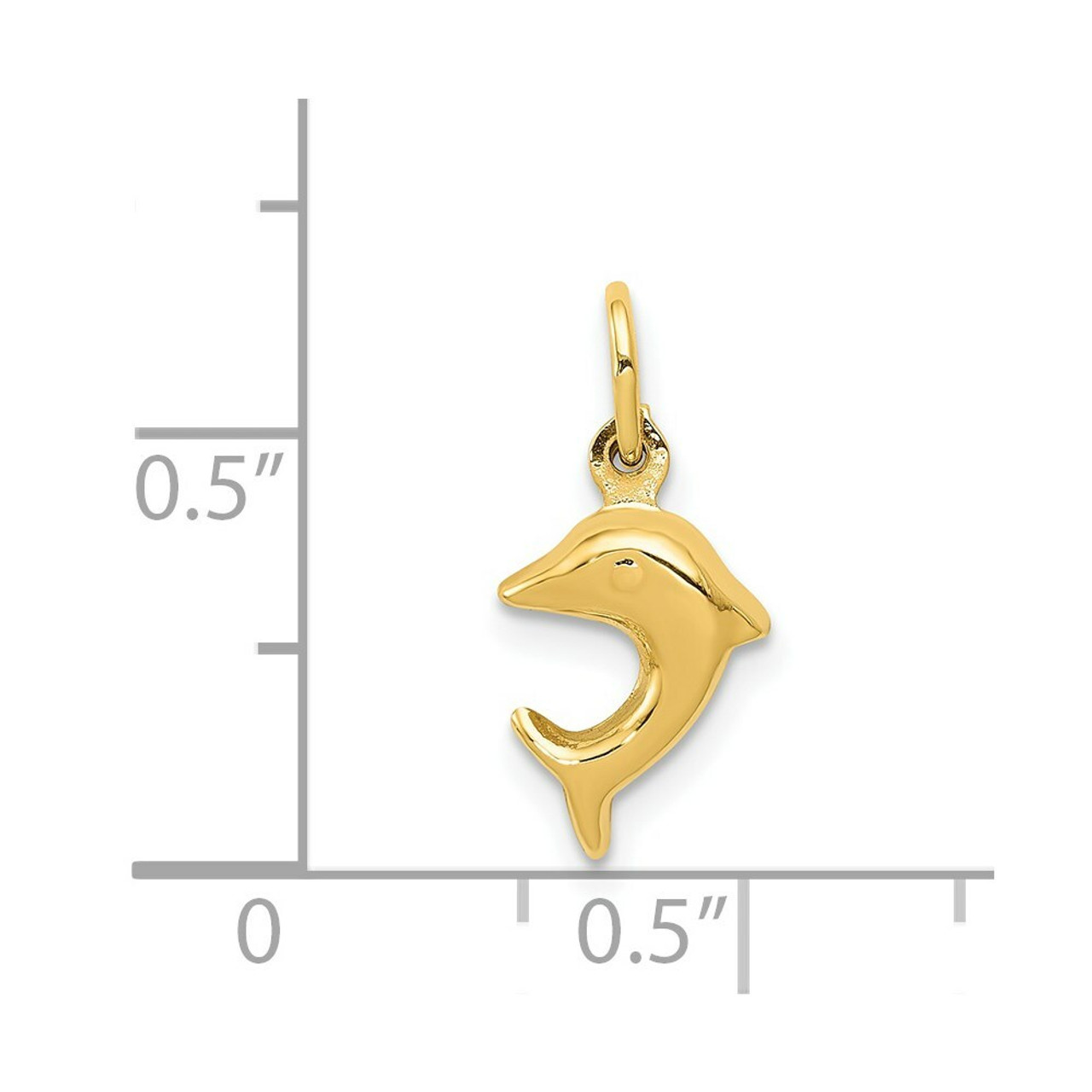 14K Yellow Gold Dolphin Charm - (A86-897)