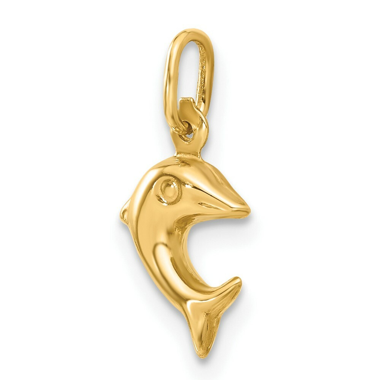 14K Yellow Gold Dolphin Charm - (A86-897)