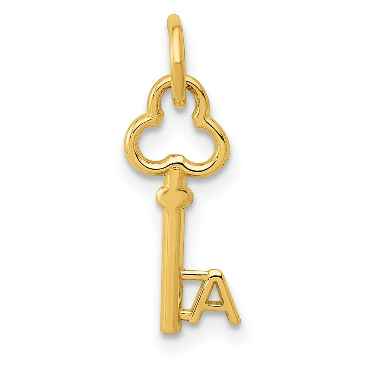14K Yellow Gold A Letter Initial Key Charm - (A87-158)