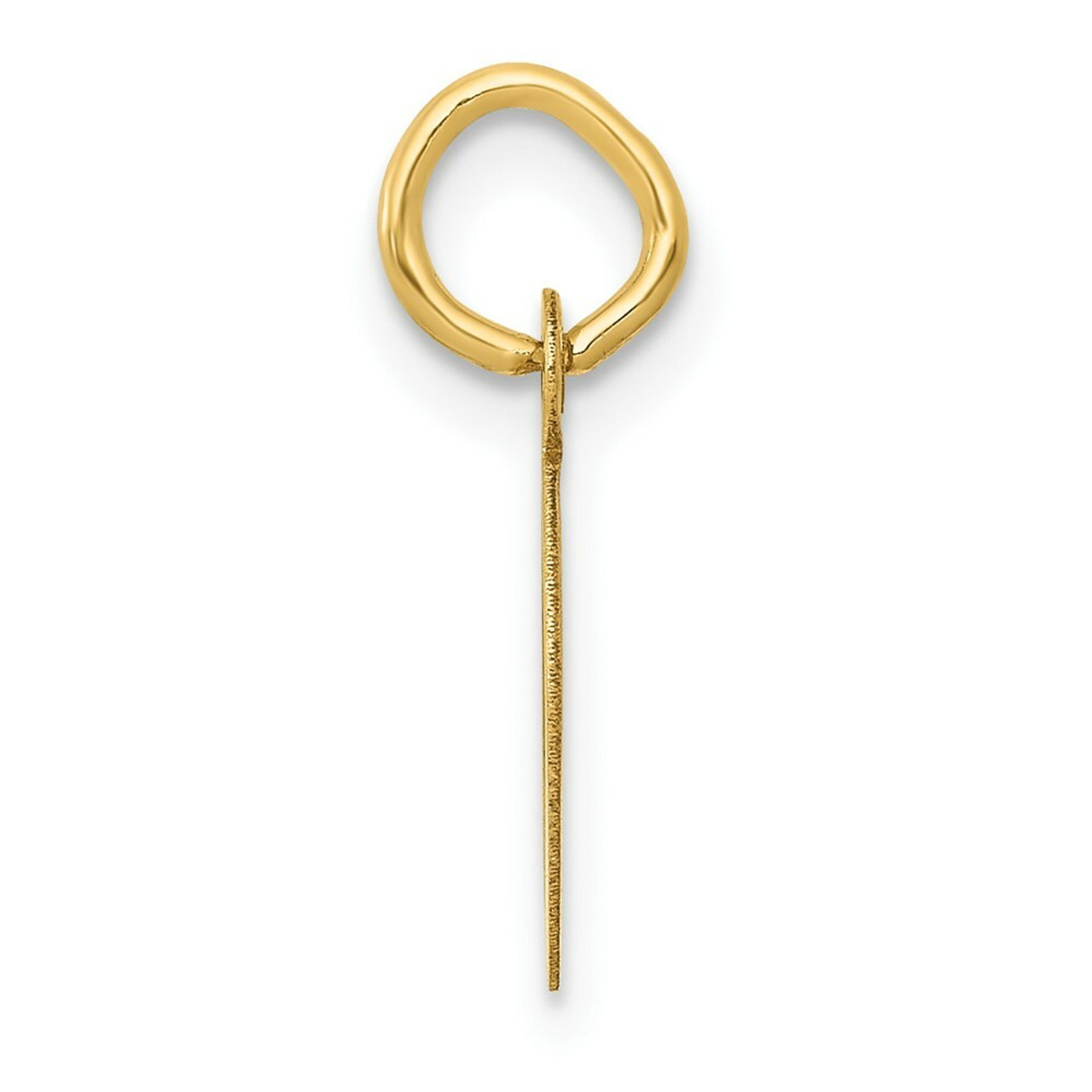 14K Yellow Gold Small Slanted Block Initial Letter D Charm Pendant - (B11-852)