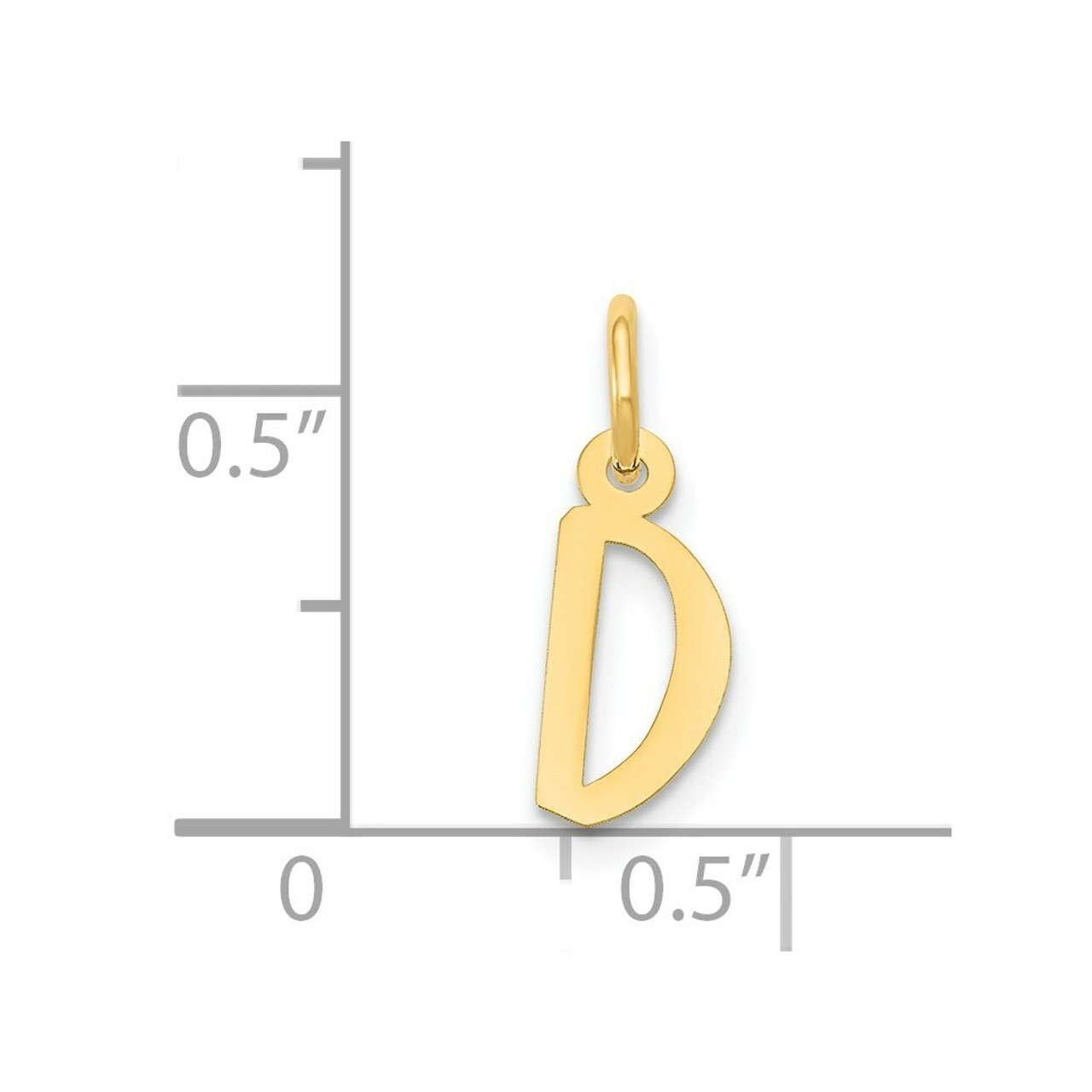 14K Yellow Gold Small Slanted Block Initial Letter D Charm Pendant - (B11-852)