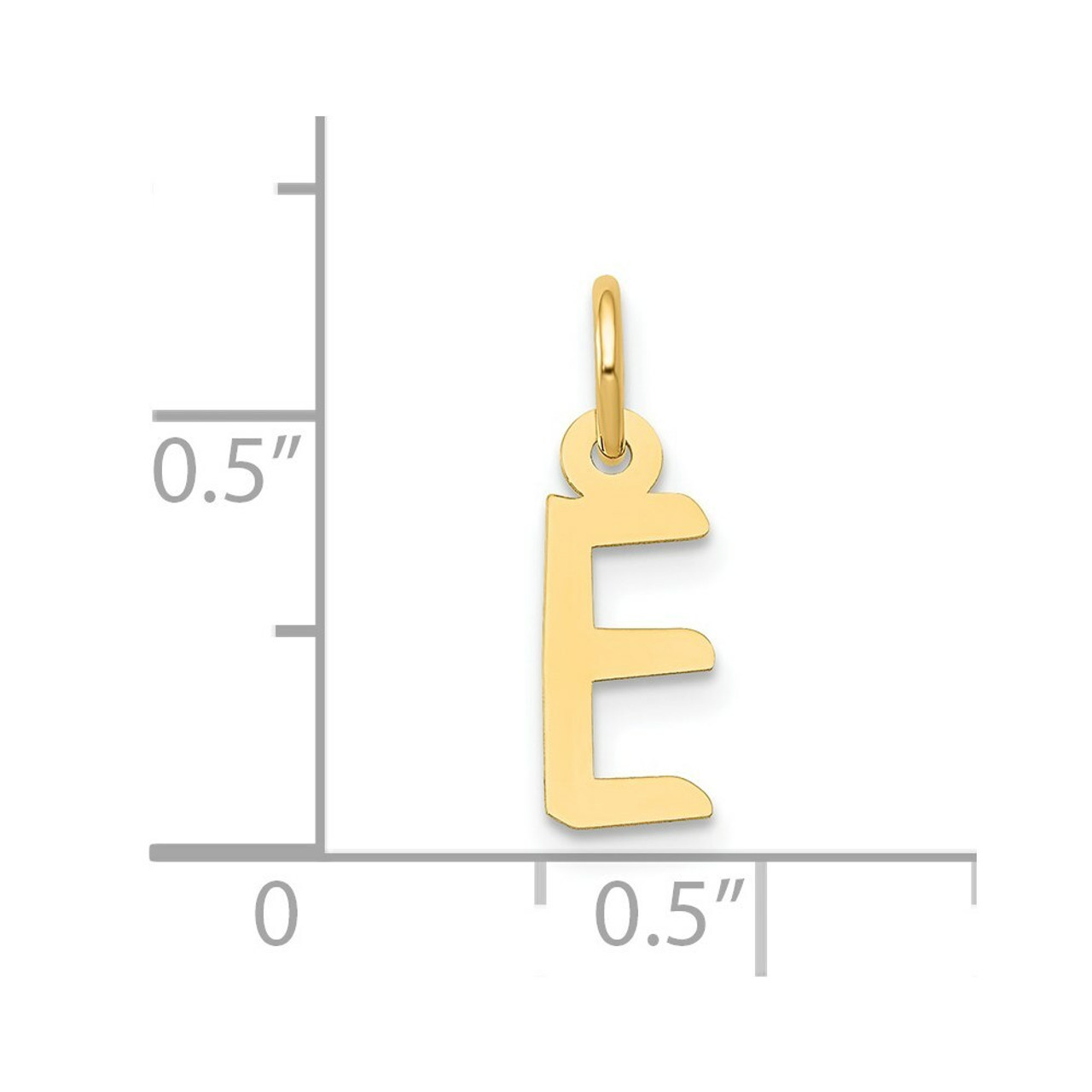 14K Yellow Gold Small Slanted Block Initial Letter E Charm Pendant - (B11-897)