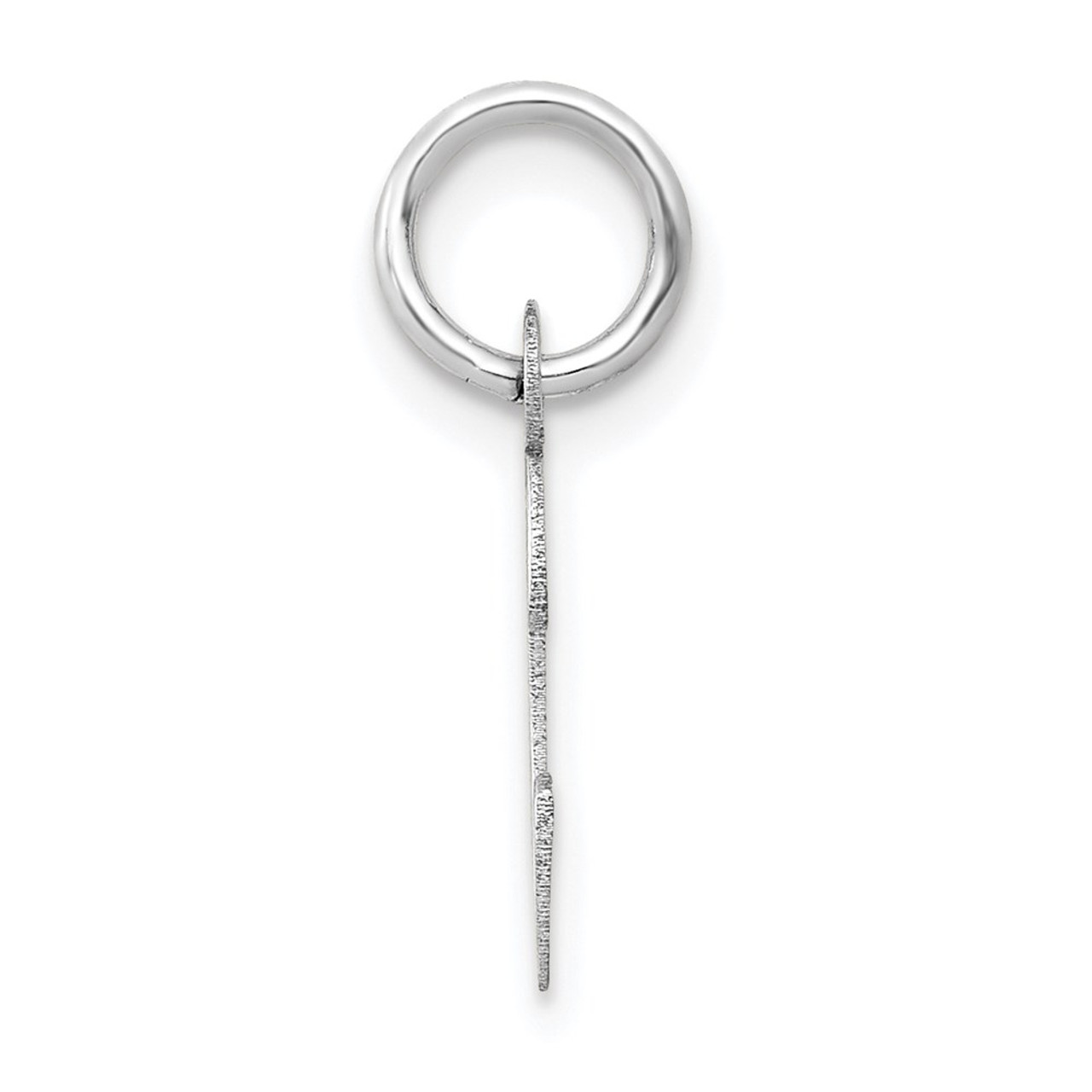 14K White Gold Small Slanted Block Initial Letter C Charm Pendant - (B13-223)
