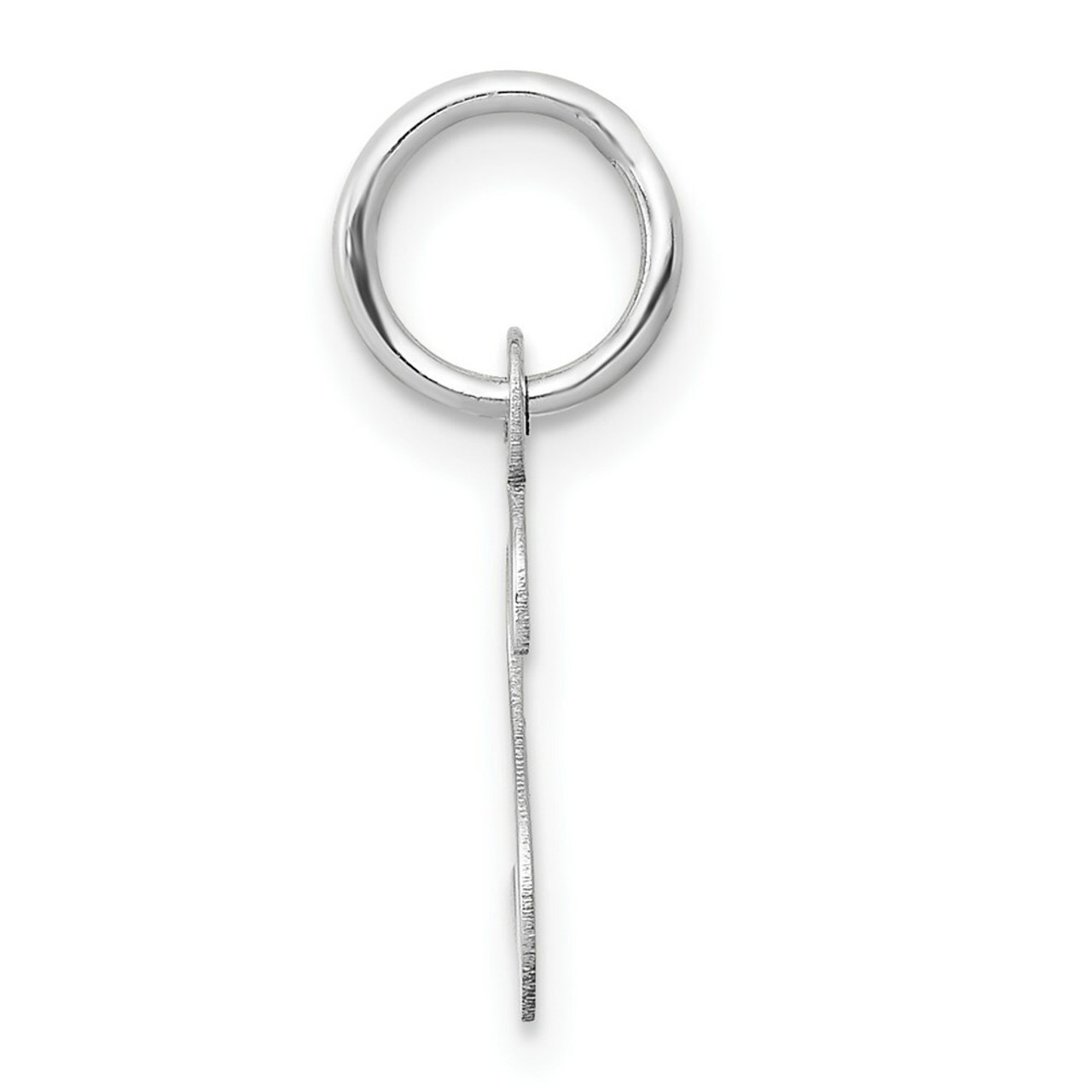 14K White Gold Small Slanted Block Initial Letter S Charm Pendant - (B13-225)