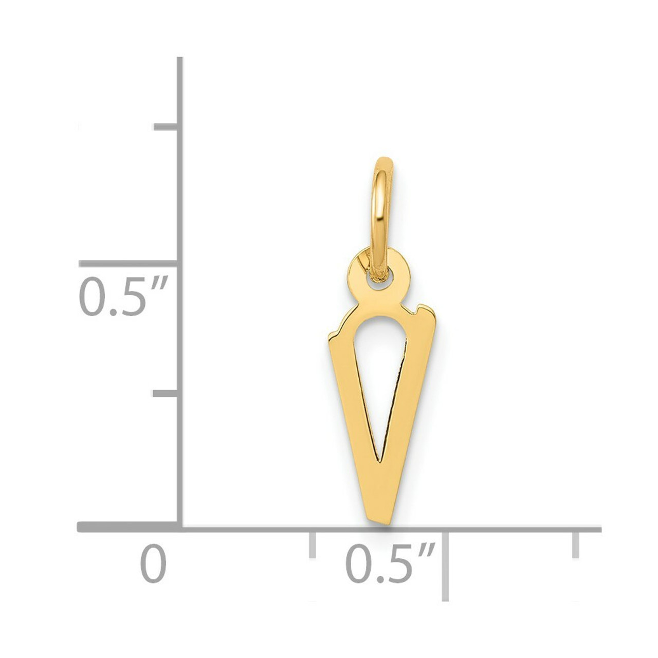 14K Yellow Gold Small Slanted Block Initial Letter V Charm Pendant - (B13-257)