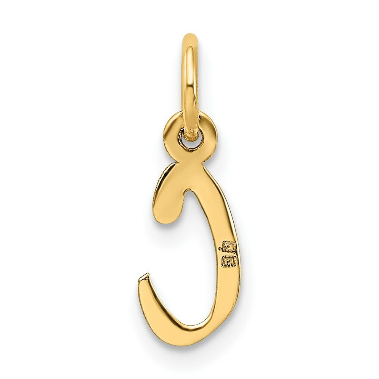 14K Yellow Gold Small Slanted Block Initial Letter C Charm Pendant - (B13-320)