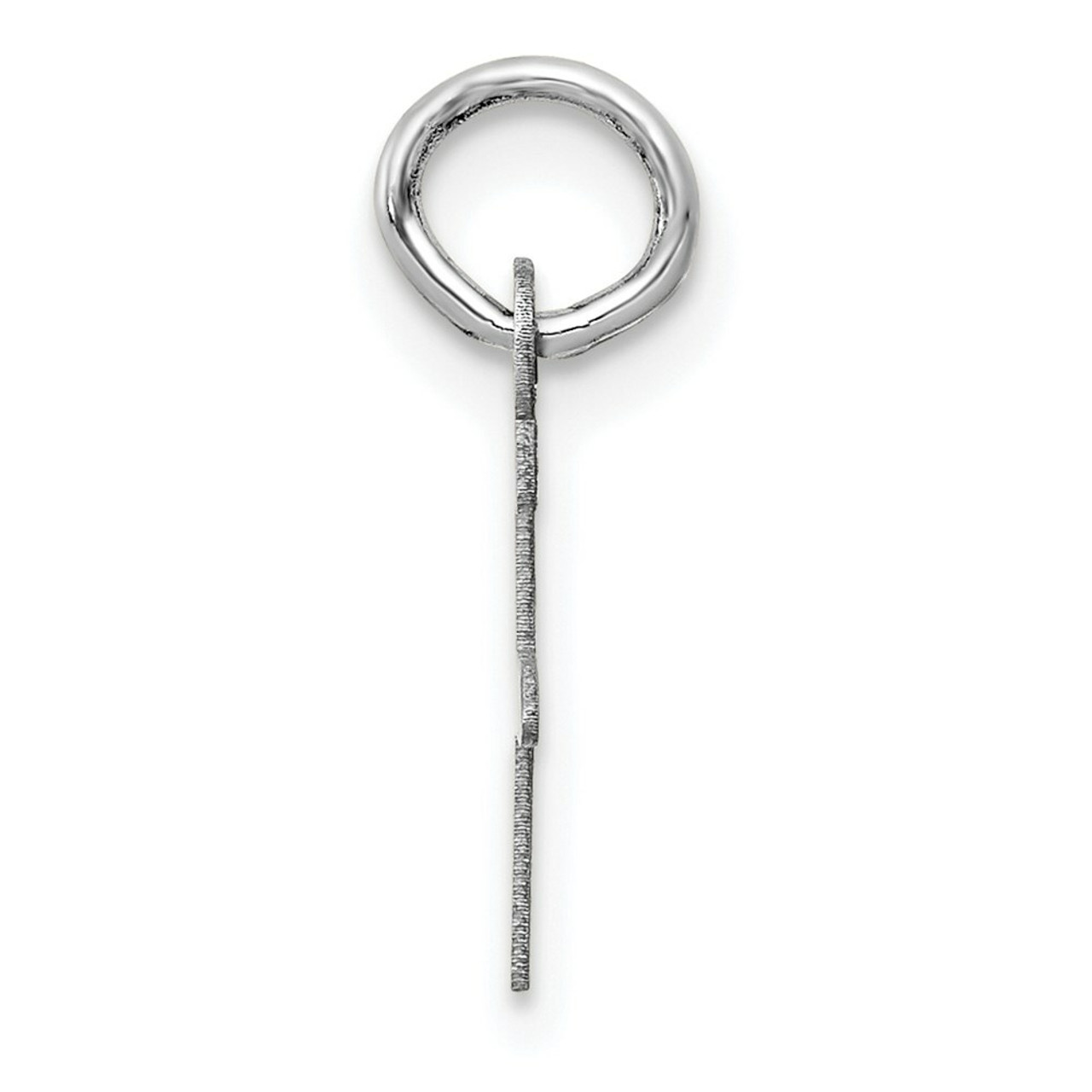 14K White Gold Small Slanted Block Initial Letter F Charm Pendant - (B13-422)
