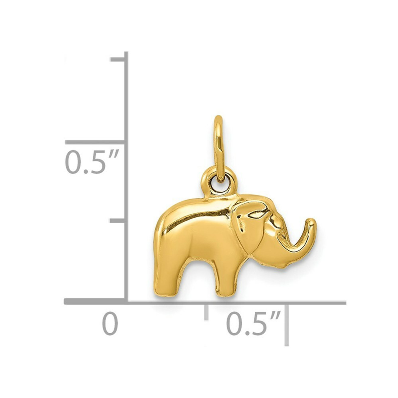14K Yellow Gold Elephant Charm - (A83-239)