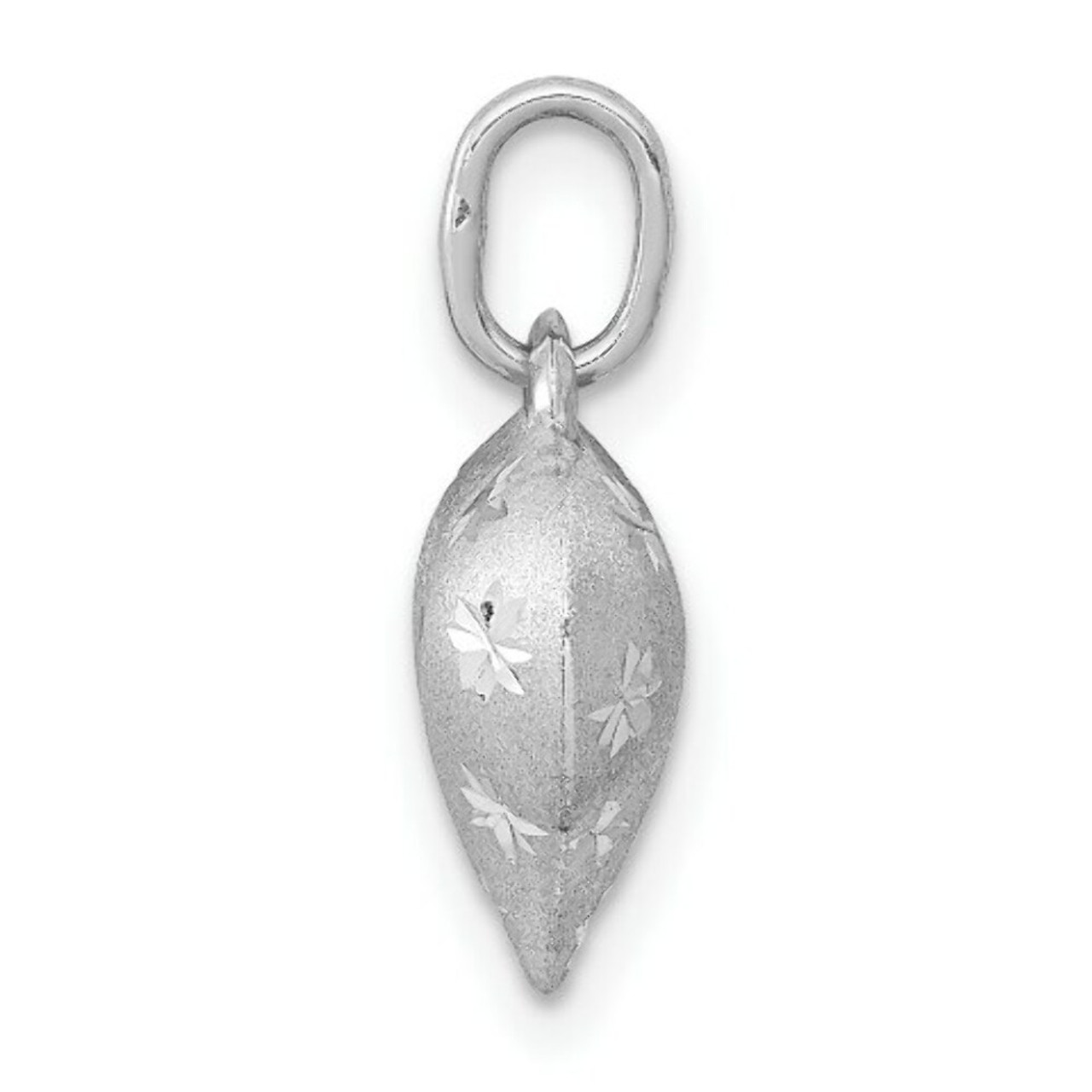 14k White Gold Satin & Diamond-cut Puffed Heart Pendant - (A85-946)