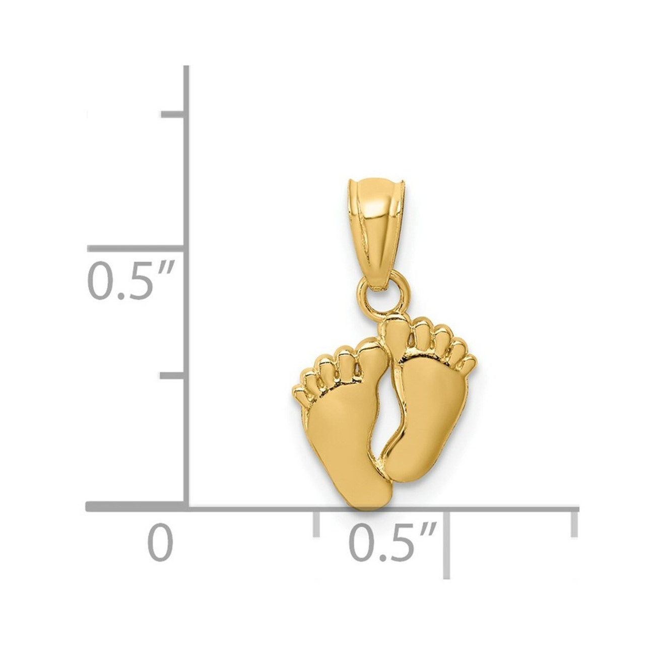 14K Yellow Gold Small Feet Pendant - (B11-383)