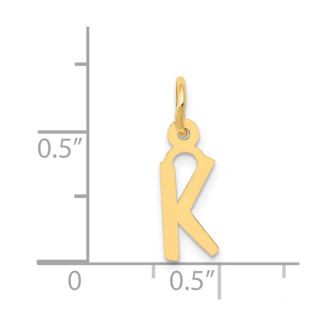 14K Yellow Gold Small Slanted Block Initial Letter K Charm Pendant - (B13-383)
