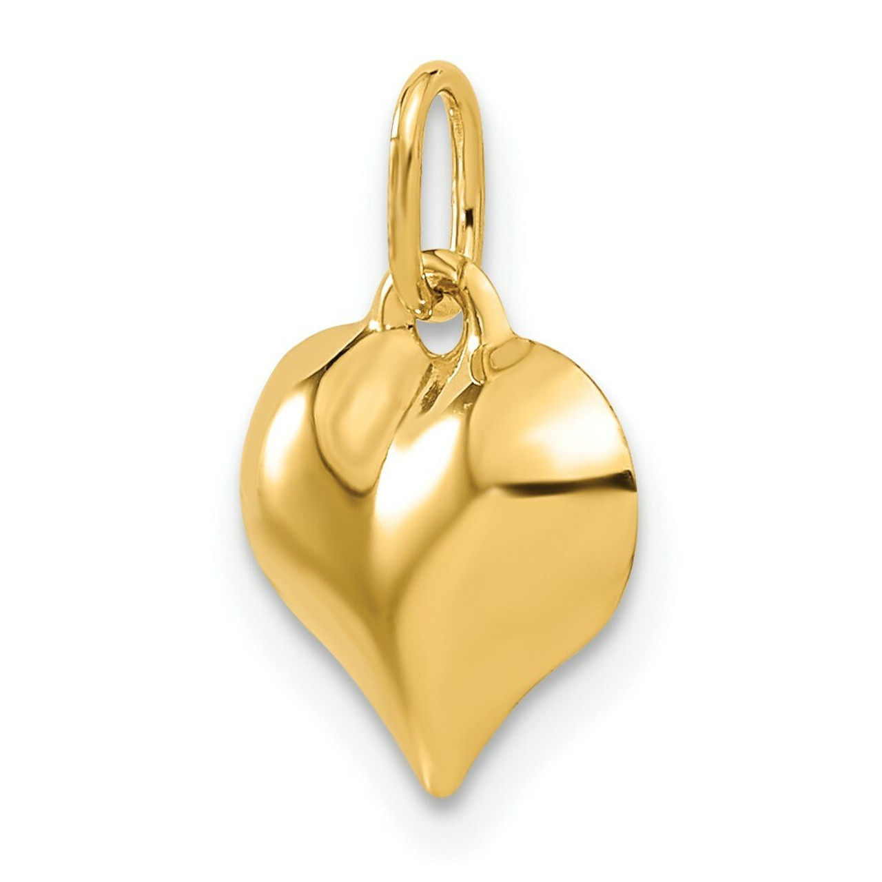 14K Yellow Gold Puffed Heart Charm 15mm length - (A83-440)