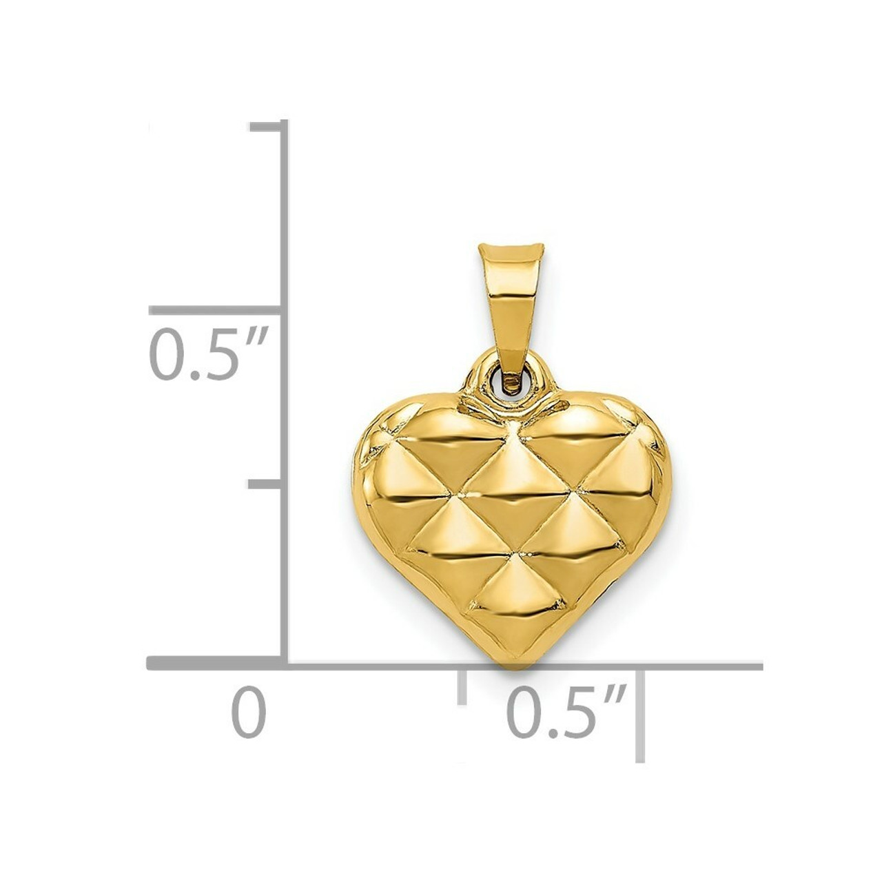 14K Yellow Gold Quilted Puffed Heart Charm - (A84-233)