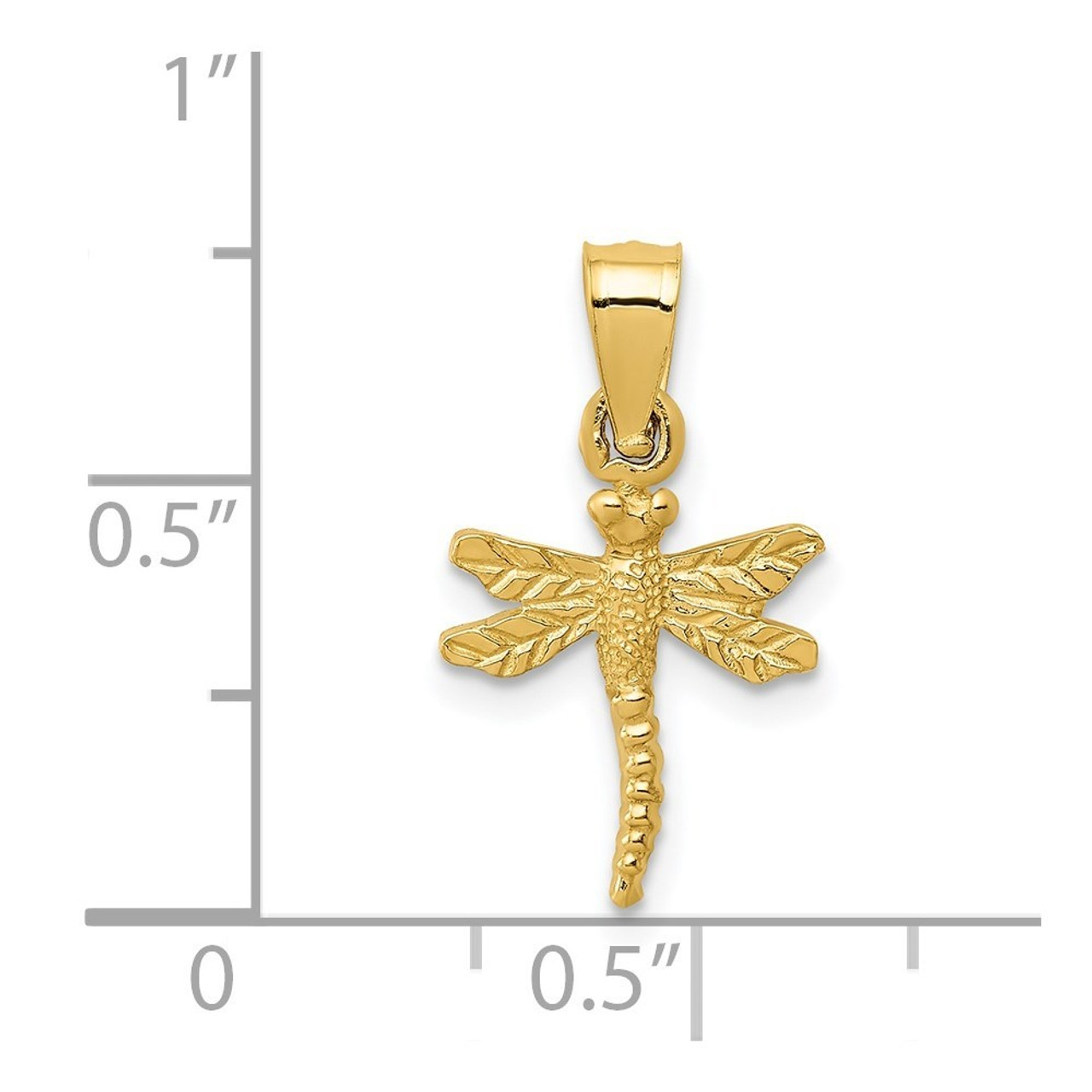 14K Yellow Gold Dragonfly Pendant - (A85-187)