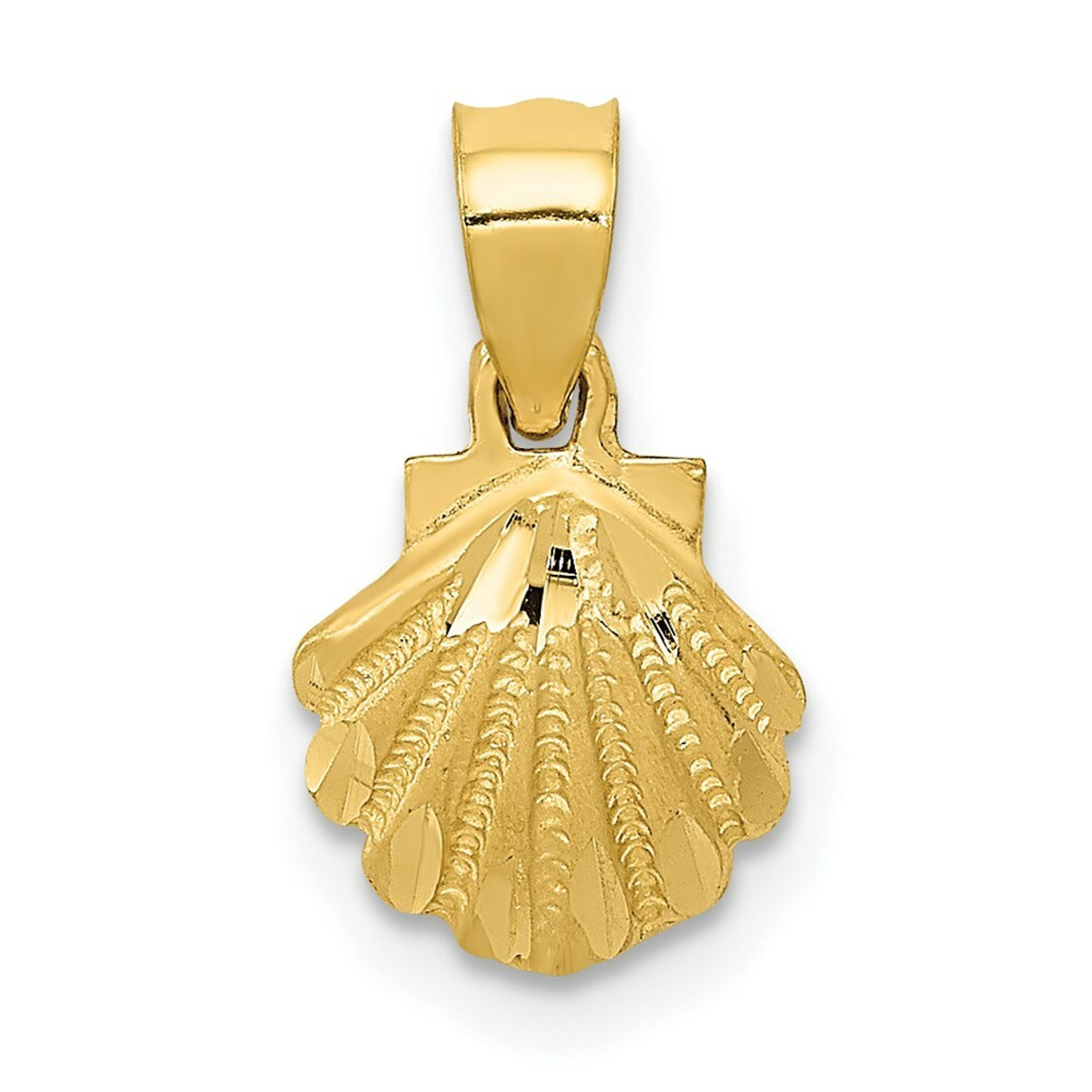 14K Yellow Gold Scallop Shell Pendant 8mm width - (A85-607)